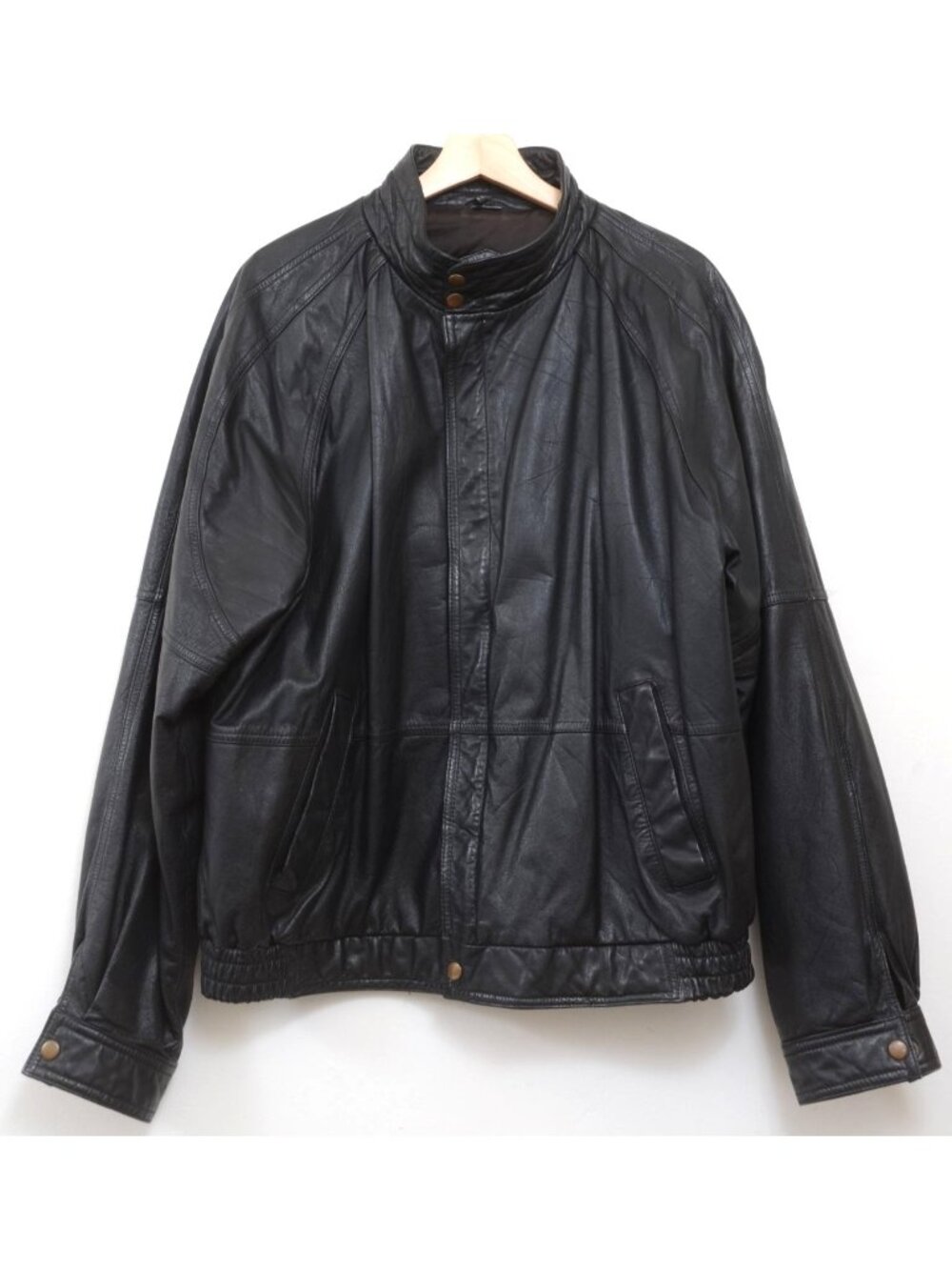 VTG Ballymoor Men's XL Genuine Black Leather Bomber Jacket Motorcycle Biker Coat